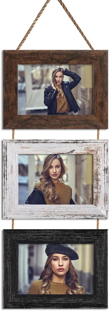 4x6 Wall Hanging Picture Frames Collage with 3 Opening Multi Color Frames